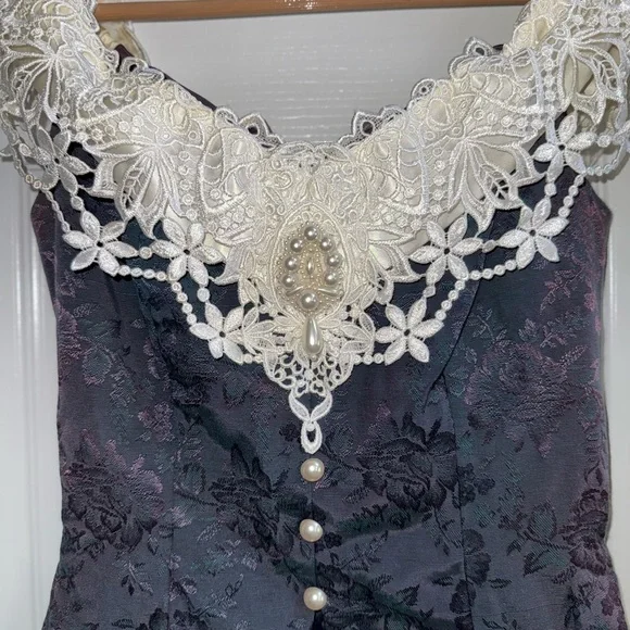 Vintage Scott McClintock Sleeveless Top 5/6 Lace Pearl Drop Luxury Victorian - Picture 5 of 9